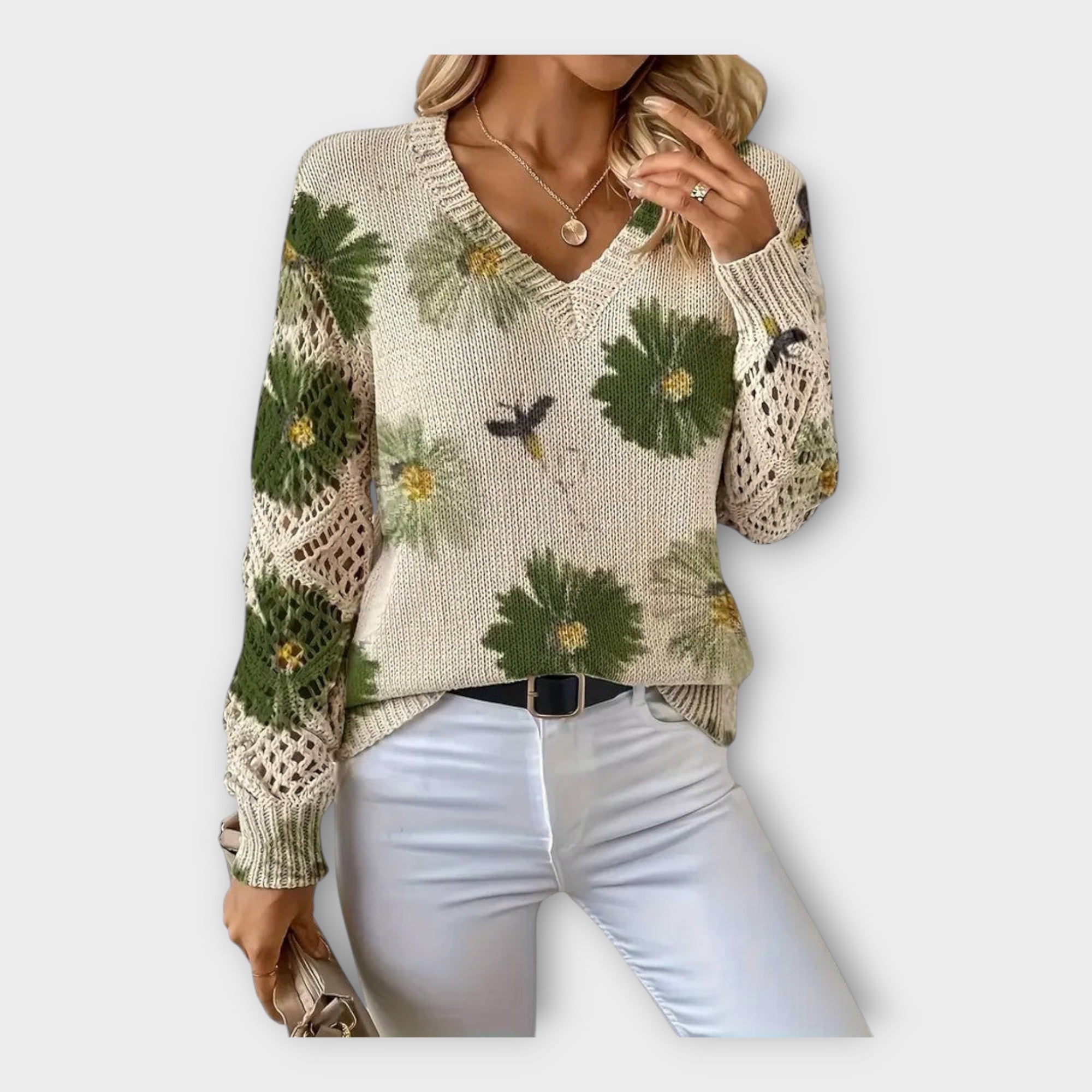 Věnceslava Pulover Elegant din Bumbac Finiori