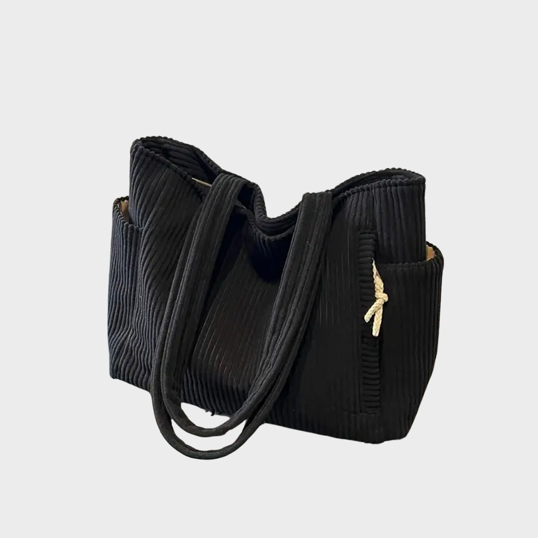 Amalija – Geantă cu model cu dungi și detalii din sfoară