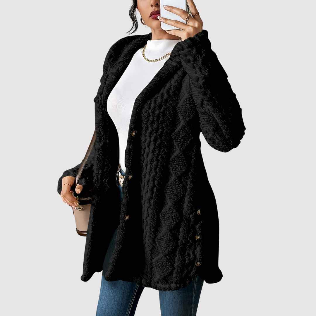 Štěpánka - Cardigan din pluș cu glugă