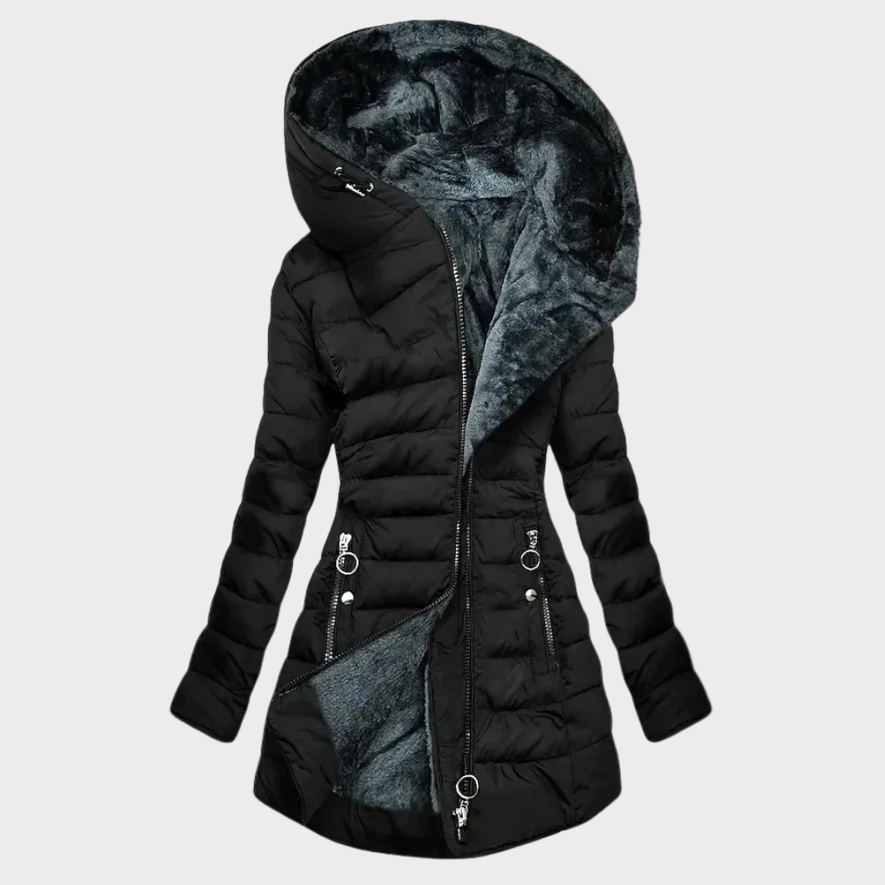 Senna – Jachetă de damă elegantă, lungă, din pluș, pentru iarnă
