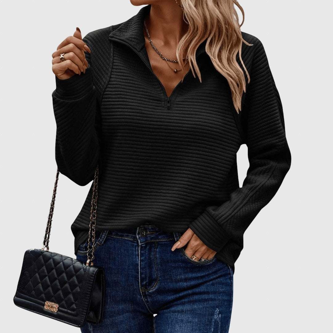 Lenka - Pulover elegant cu fermoar parțial