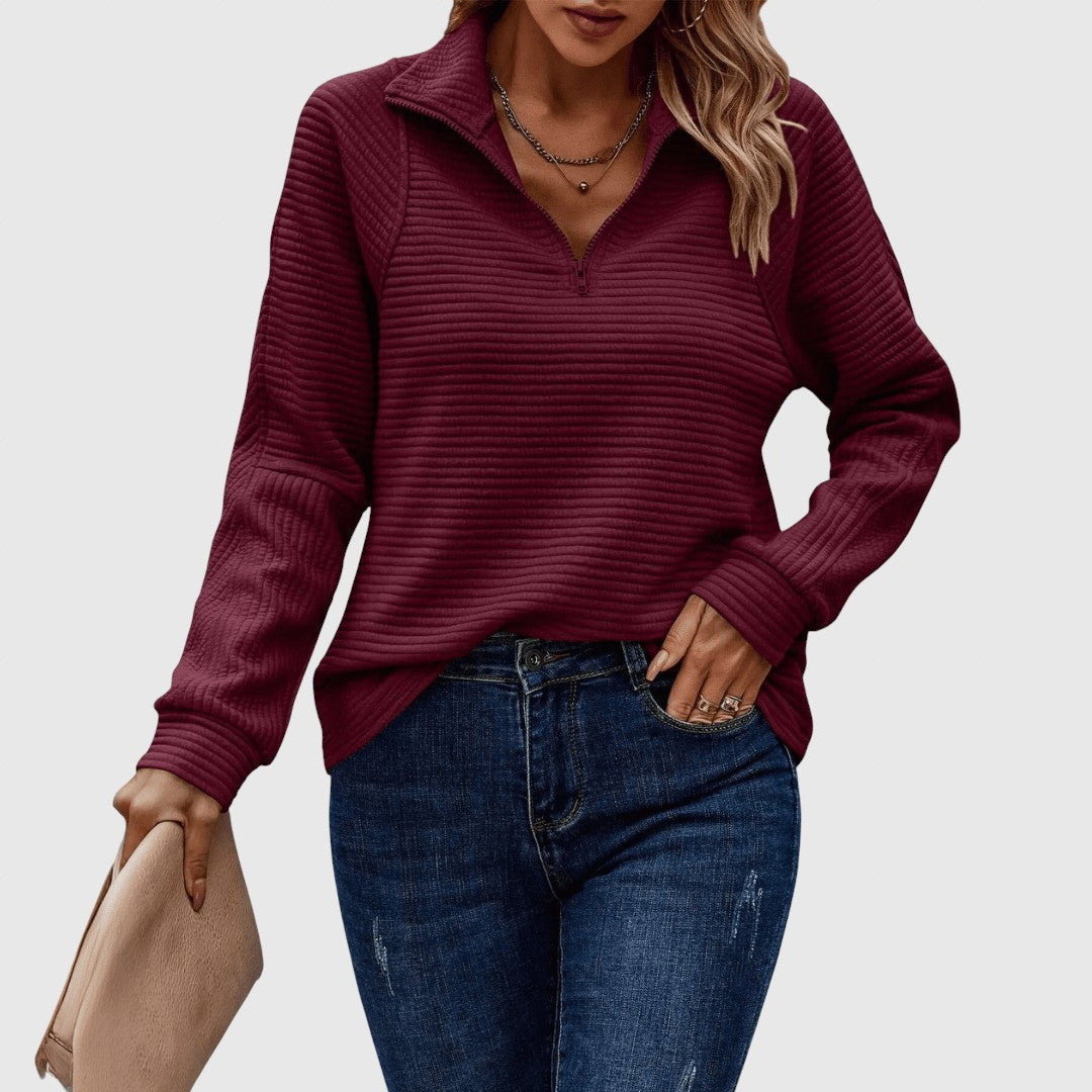 Lenka - Pulover elegant cu fermoar parțial