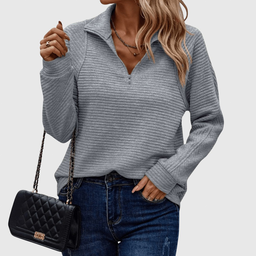 Lenka - Pulover elegant cu fermoar parțial